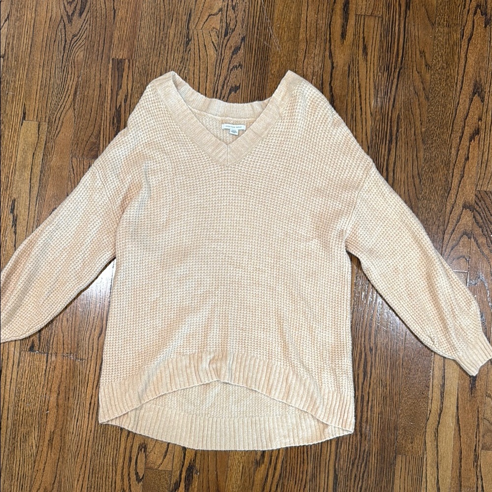 American Eagle Outfitters Cream V-Neck Sweater